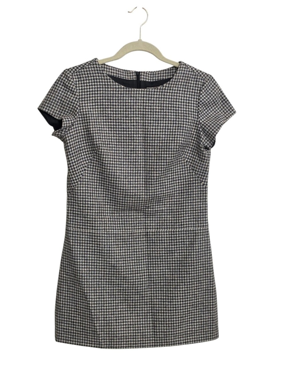 Vintage 90s Gap Gray Wool Houndstooth Dress 2 Heritage Old Money Academia